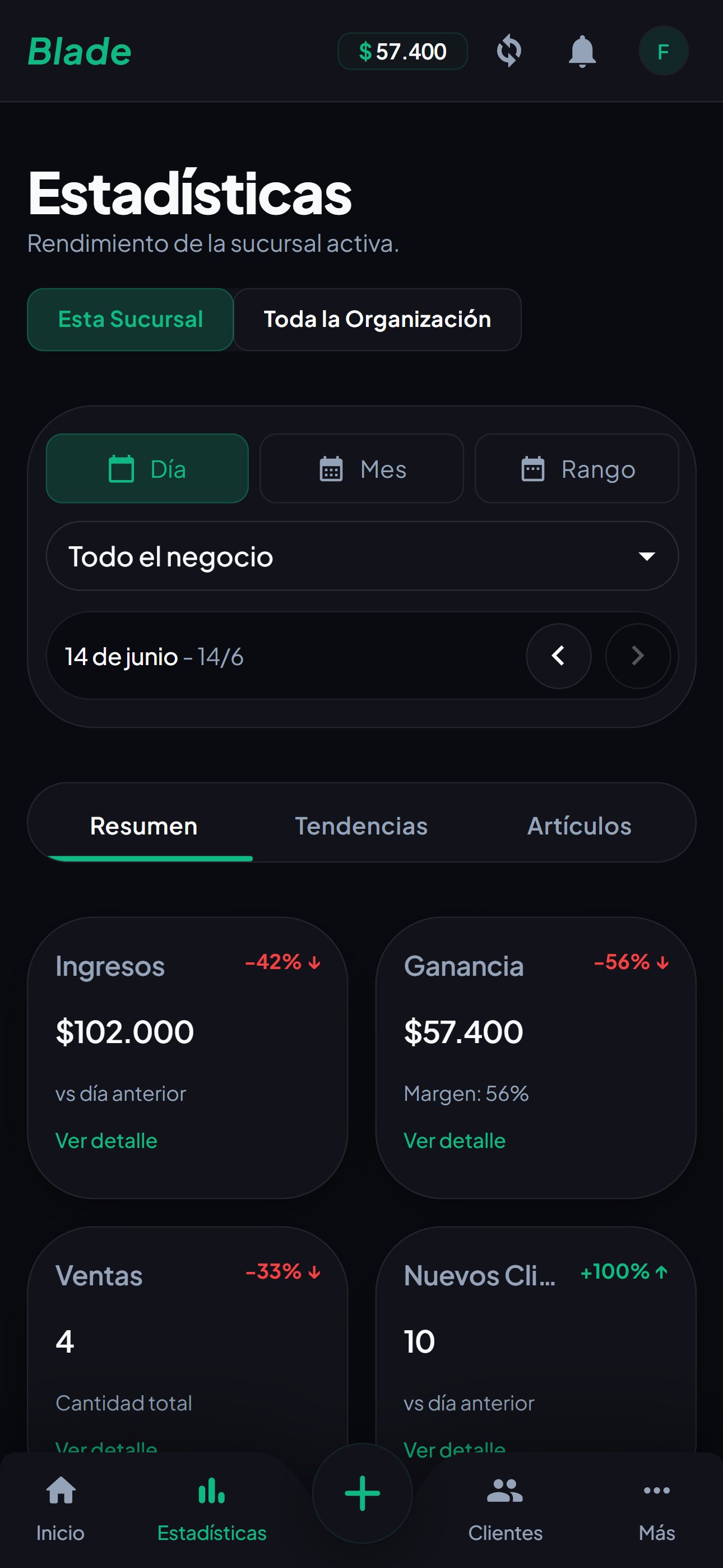 Seguimiento de ingresos diario